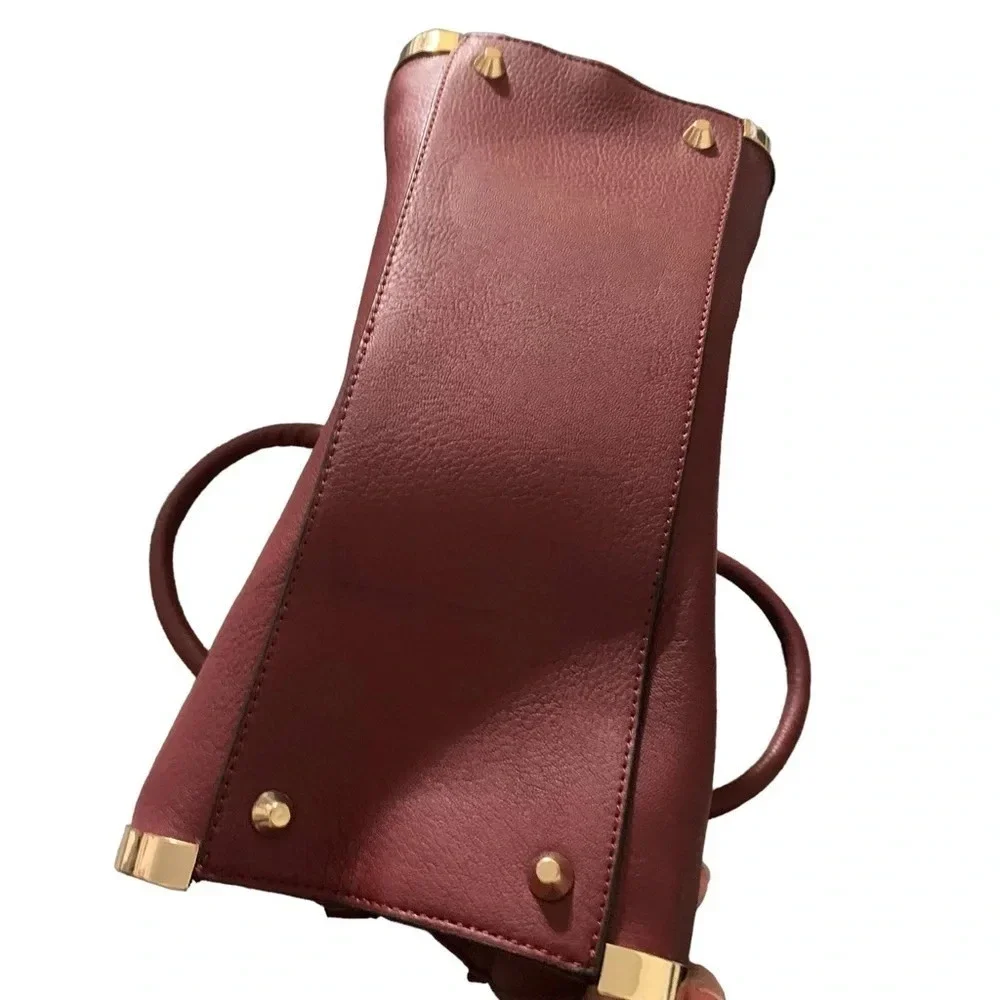 BURGUNDY satchel with crossbody strap, nwt